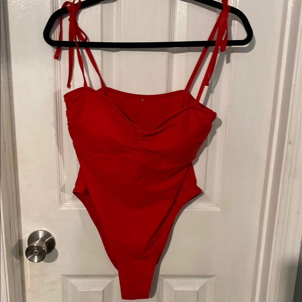 Red womens One Piece Swimsuit